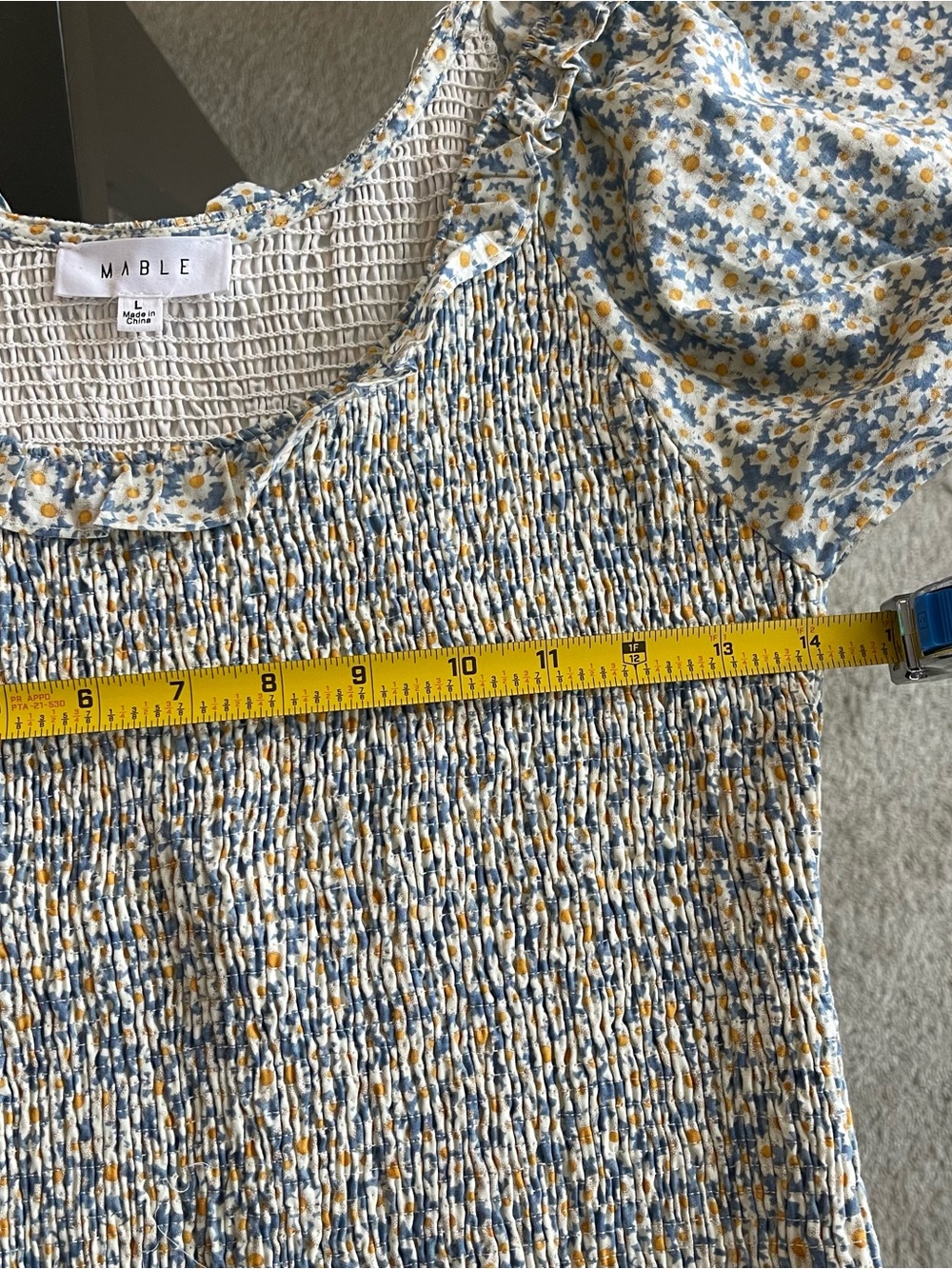 Mable Floral Smacked Mini Dress Drop Waist Feminine Balletcore Cottagecore L - Picture 5 of 8